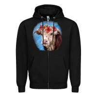 Black Hereford Bull Zipper Hoodie - RanaPortraitStore