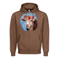 Chestnut Hereford Bull Zipper Hoodie - RanaPortraitStore