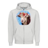 Dove Grey Hereford Bull Zipper Hoodie - RanaPortraitStore