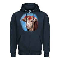 Navy Hereford Bull Zipper Hoodie - RanaPortraitStore