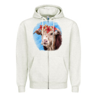 Oatmeal Heather Hereford Bull Zipper Hoodie - RanaPortraitStore
