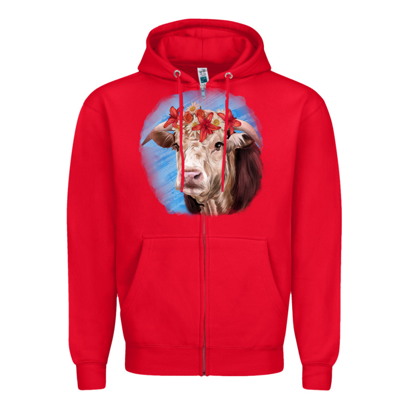 Hereford Bull Zipper Hoodie by RanaPortraitStore | Teevron