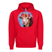 Red Hereford Bull Zipper Hoodie - RanaPortraitStore