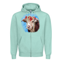 Seafoam Hereford Bull Zipper Hoodie - RanaPortraitStore