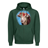 Sports Green Hereford Bull Zipper Hoodie - RanaPortraitStore