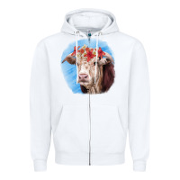 White Hereford Bull Zipper Hoodie - RanaPortraitStore