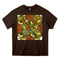 Baseball Bat And Gloves With Camouflage Seamless Pattern Heavy Core Tee | Teevron
