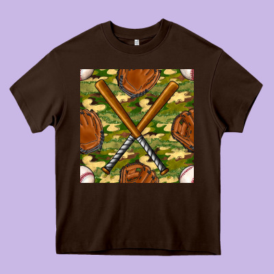 Baseball Bat And Gloves With Camouflage Seamless Pattern Heavy Core Tee Designed By Bundleandbundleshop