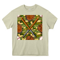 Mossy baseball bat and gloves with camouflage seamless pattern Heavy Core Tee - BundleAndBundleShop
