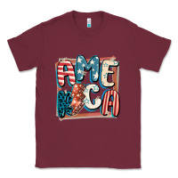 Burgundy America with lightning bolt 4th of july Classic Tee - FaDigitalArtStudio