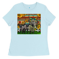 Baby Blue Western Cute Hampshire Sheep Family Ladies Tee - LillyAllenDesigns