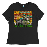 Black Western Cute Hampshire Sheep Family Ladies Tee - LillyAllenDesigns