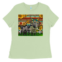 Western Cute Hampshire Sheep Family Ladies Tee | Teevron