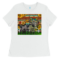 White Western Cute Hampshire Sheep Family Ladies Tee - LillyAllenDesigns