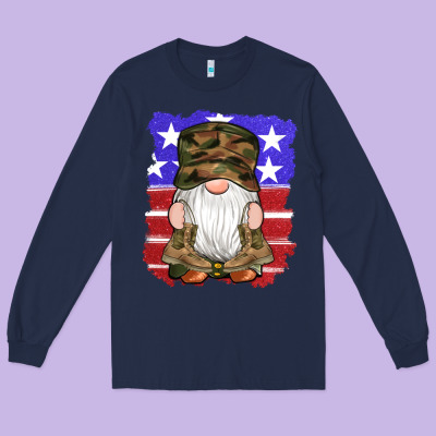 Military Gnomes Boots American Flag Long Sleeve Tee Designed By Artiststas