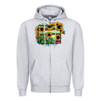 Heather Grey wyoming map sunflower cactus serape Zipper Hoodie - RanaPortraitStore