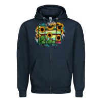 Navy wyoming map sunflower cactus serape Zipper Hoodie - RanaPortraitStore
