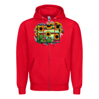 Red wyoming map sunflower cactus serape Zipper Hoodie - RanaPortraitStore