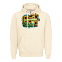Sandshell wyoming map sunflower cactus serape Zipper Hoodie - RanaPortraitStore