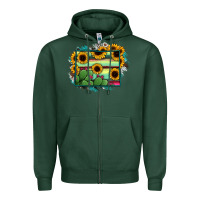 Sports Green wyoming map sunflower cactus serape Zipper Hoodie - RanaPortraitStore