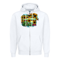 White wyoming map sunflower cactus serape Zipper Hoodie - RanaPortraitStore