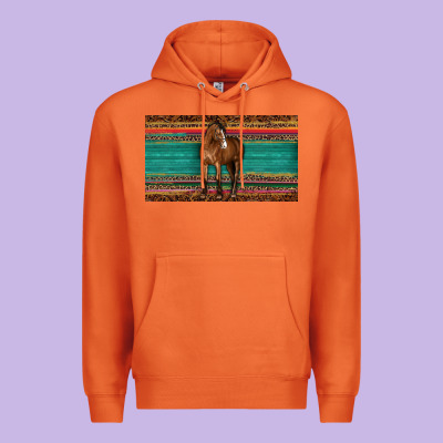 Western Horse Serape Tooled Leather Leopard  Sippy Cup Premium Hoodie Designed By Barkaloodesign