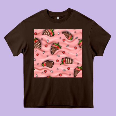 Valentines Day Strawberries In Cream Seamless Pattern Heavy Core Tee Designed By Bundleandbundleshop