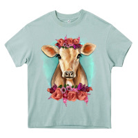 Arona Floral Cow Heavy Core Tee - RanaPortraitStore