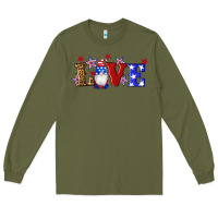 Army Green american flag gnomes love Long Sleeve Tee - Artiststas