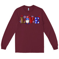 Burgundy american flag gnomes love Long Sleeve Tee - Artiststas
