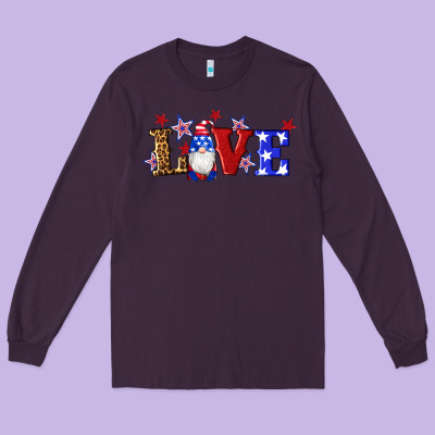 American Flag Gnomes Love Long Sleeve Tee Designed By Artiststas