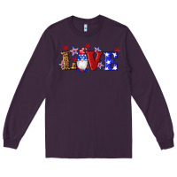 Plum american flag gnomes love Long Sleeve Tee - Artiststas