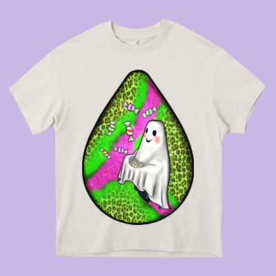 Halloween Ghost Teardrop Heavy Core Tee Designed By Bundleandbundleshop