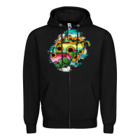Black west virginia map sunflower cactus serape Zipper Hoodie - RanaPortraitStore