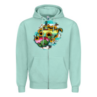 Seafoam west virginia map sunflower cactus serape Zipper Hoodie - RanaPortraitStore