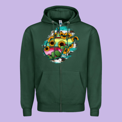 West Virginia Map Sunflower Cactus Serape Zipper Hoodie Designed By Ranaportraitstore