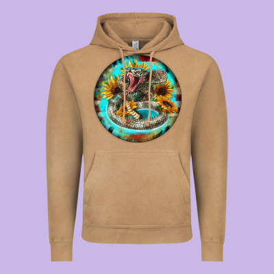 Rattlesnake And Sunflower Vintage Hoodie Designed By Barkaloodesign