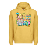 Antique Gold happy easter bunny gnome Premium Hoodie - BarkalooDesign