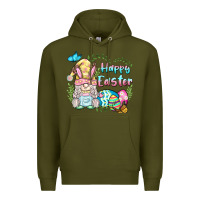 Army Green happy easter bunny gnome Premium Hoodie - BarkalooDesign
