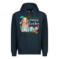 Navy happy easter bunny gnome Premium Hoodie - BarkalooDesign