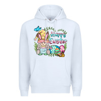 White happy easter bunny gnome Premium Hoodie - BarkalooDesign