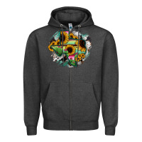 Charcoal Heather Texas Map Sunflower Cactus Serape Zipper Hoodie - RanaPortraitStore