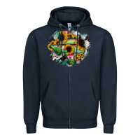 Navy Texas Map Sunflower Cactus Serape Zipper Hoodie - RanaPortraitStore