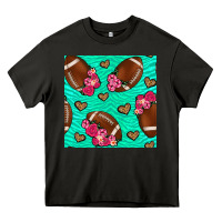 Asphalt american football roses and hearts seamless pattern Heavy Core Tee - BundleAndBundleShop