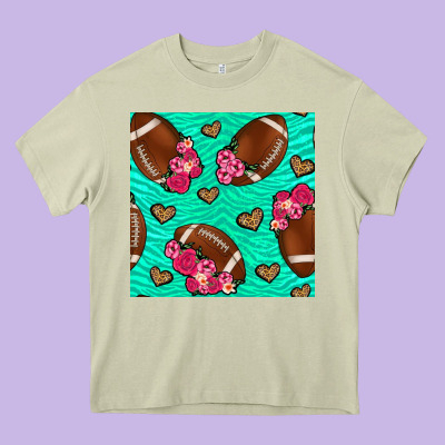 American Football Roses And Hearts Seamless Pattern Heavy Core Tee Designed By Bundleandbundleshop