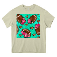 Mossy american football roses and hearts seamless pattern Heavy Core Tee - BundleAndBundleShop