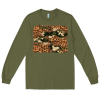 Army Green camouflage and leopard background Long Sleeve Tee - Artiststas