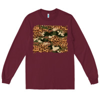 Burgundy camouflage and leopard background Long Sleeve Tee - Artiststas