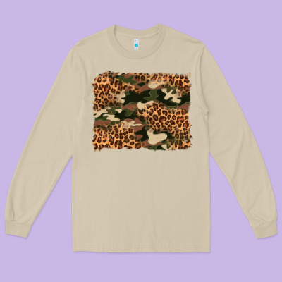 Camouflage And Leopard Background Long Sleeve Tee Designed By Artiststas