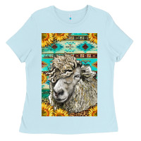 Baby Blue Western Lincoln Sheep Ladies Tee - LillyAllenDesigns